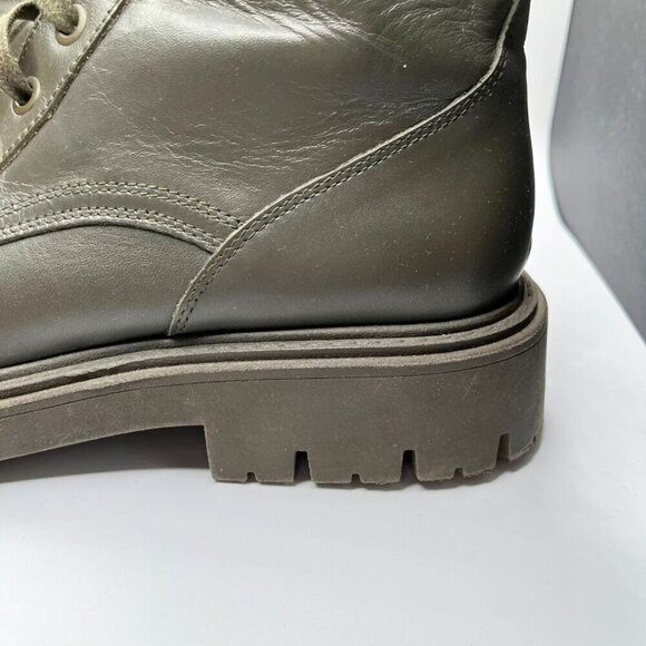 ZARA FAUX LEATHER LACE-UP FLAT ANKLE COMBAT BOOTS IN MUTED OLIVE GREEN - 39 (9) - Picture 7 of 11